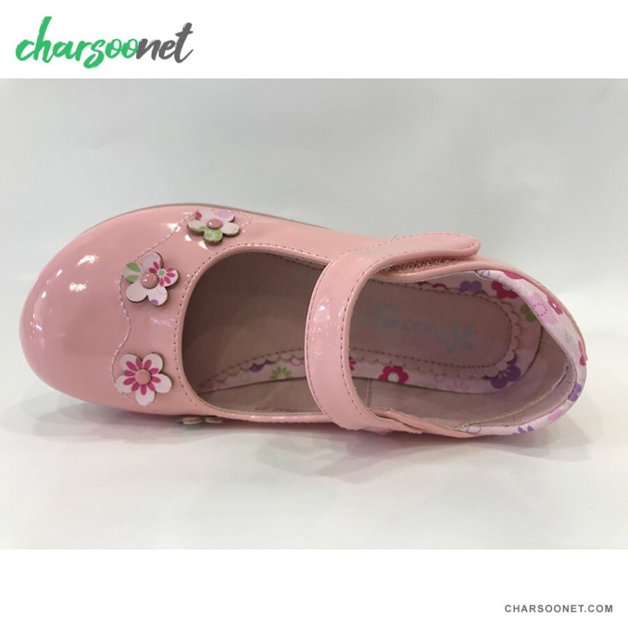 کفش مجلسی ورنی دخترانه گل دار