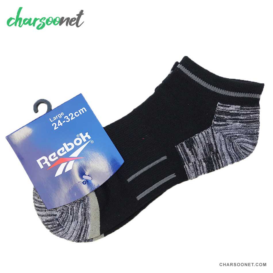جوراب ورزشی طرح ریباک مشکی مچی جوراب ورزشی طرح ریباک مشکی مچی