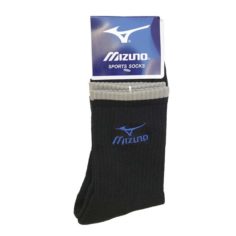 جوراب ورزشی حوله ای طرح میزانو مشکی ساق بلند