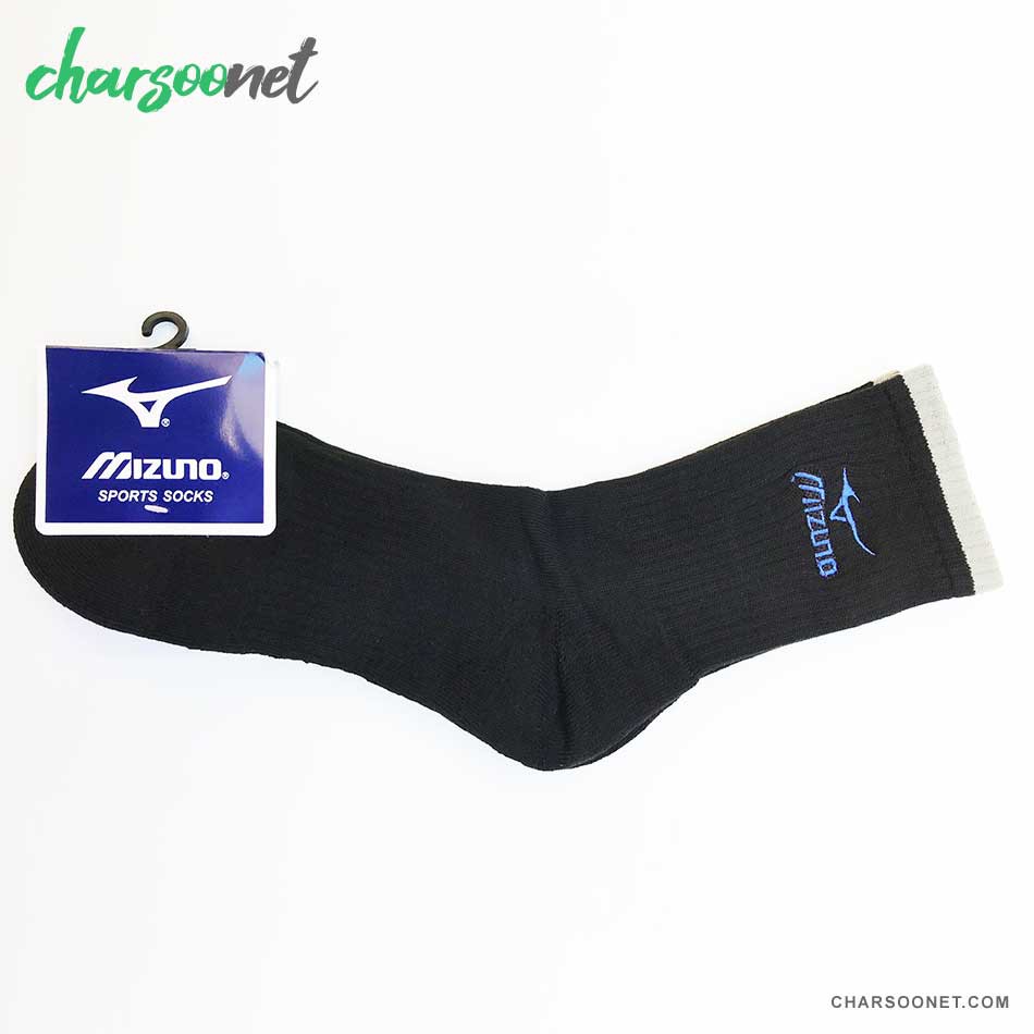 جوراب ورزشی حوله ای طرح میزانو مشکی ساق بلند جوراب ورزشی حوله ای طرح میزانو مشکی ساق بلند