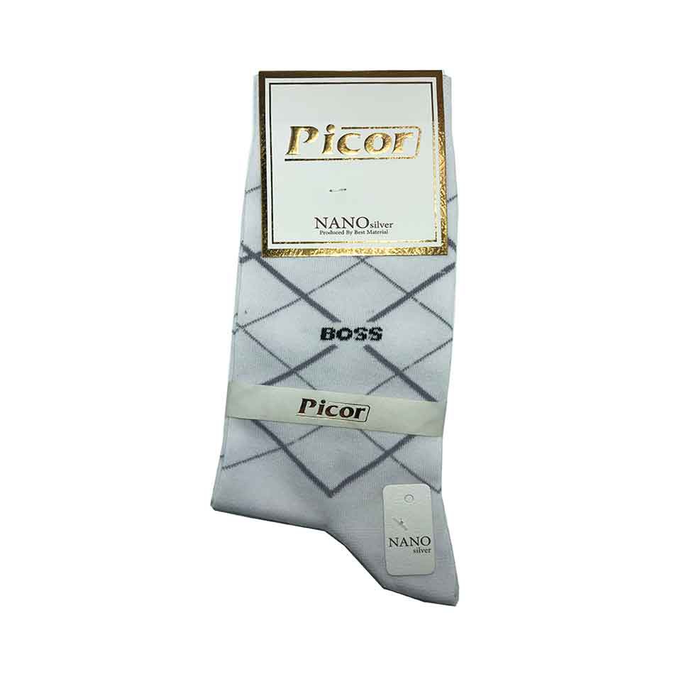 جوراب کلاسیک ساقدار مردانه نخی پیکور Picor رنگ سفید جوراب کلاسیک ساقدار مردانه نخی پیکور Picor رنگ سفید