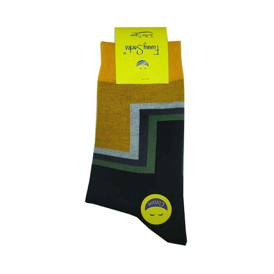 جوراب پسرانه خردلی ساقدار برند فانی Funny Socks