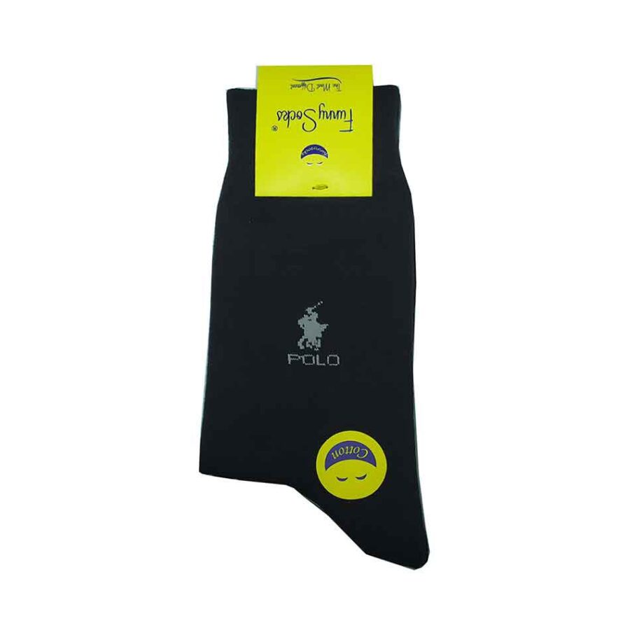 جوراب ساقدار کلاسیک مردانه مشکی طرح پولو Funny Socks Polo