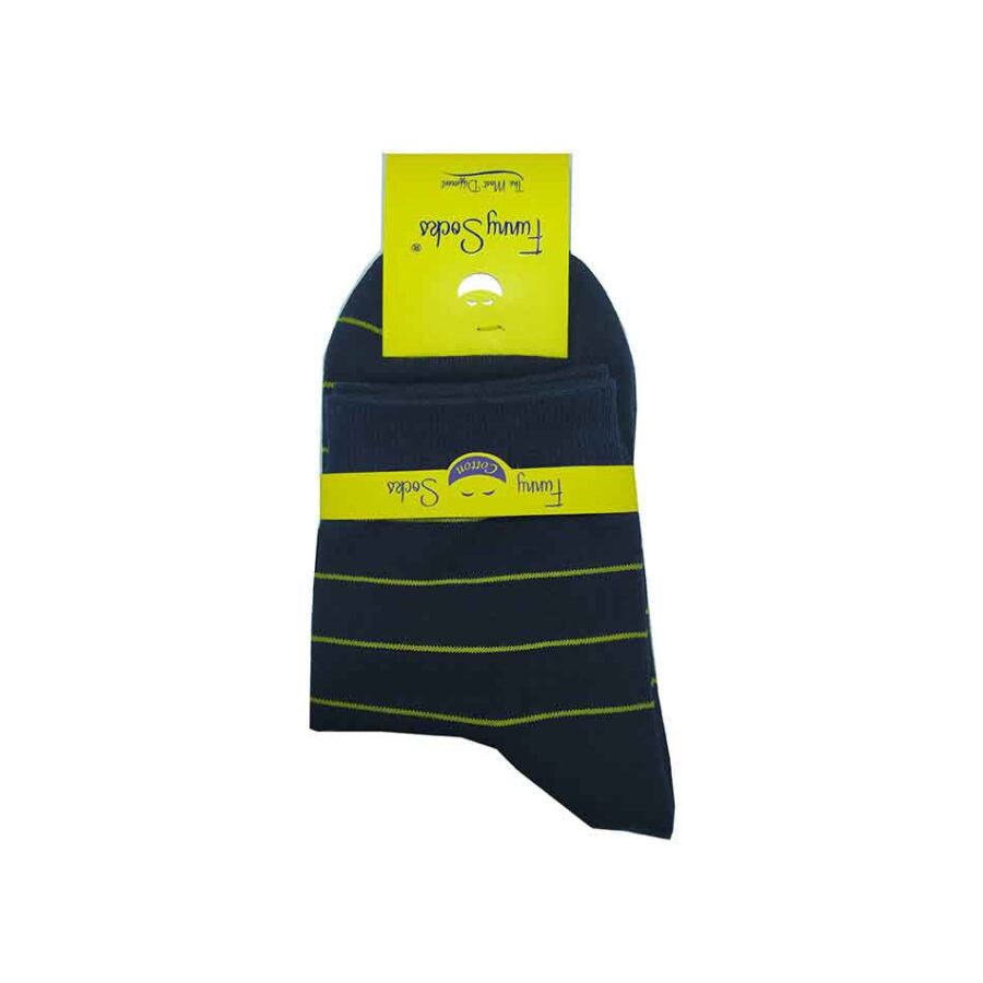 جوراب نیم ساق پسرانه راه راه سرمه ای فانی Funny Socks