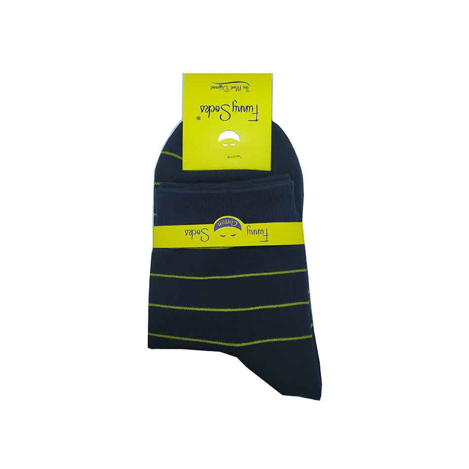 جوراب نیم ساق پسرانه راه راه سرمه ای فانی Funny Socks جوراب نیم ساق پسرانه راه راه سرمه ای فانی Funny Socks