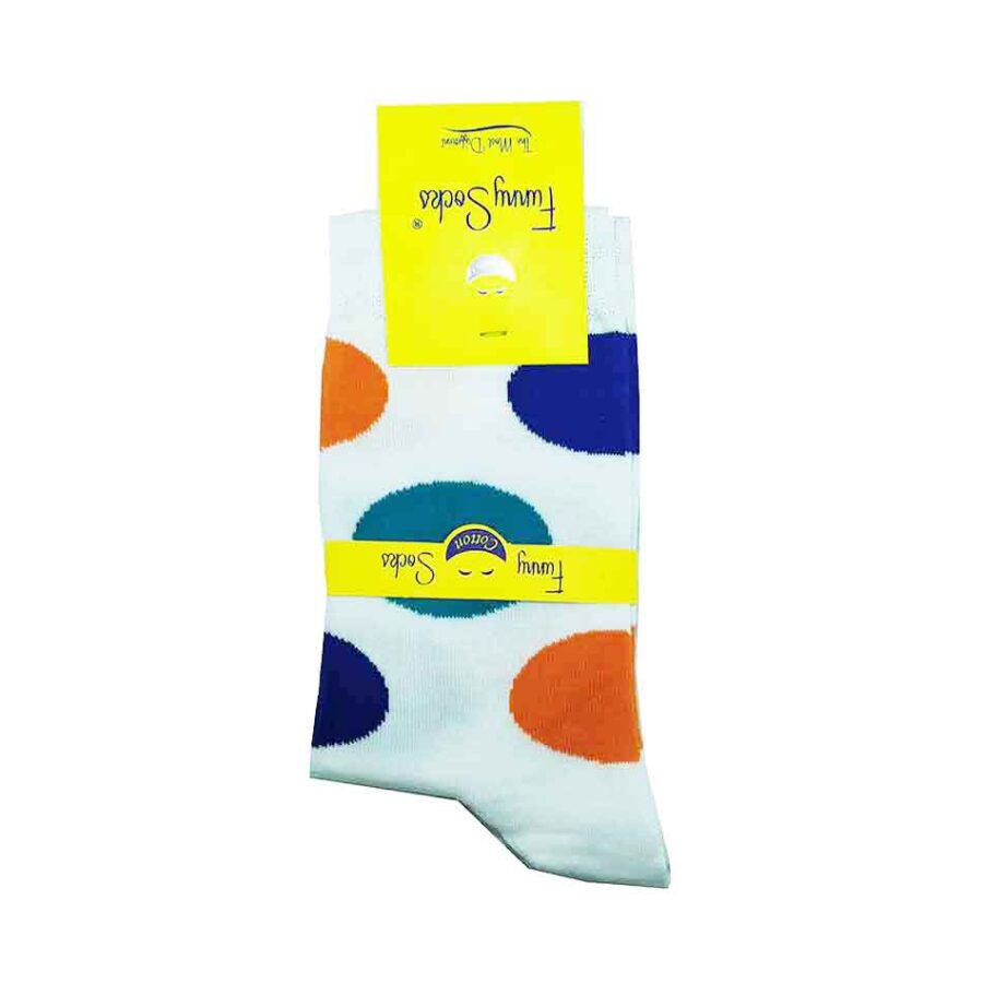 جوراب ساق بلند دخترانه فانی ساکس طرح خال خالی Funny socks