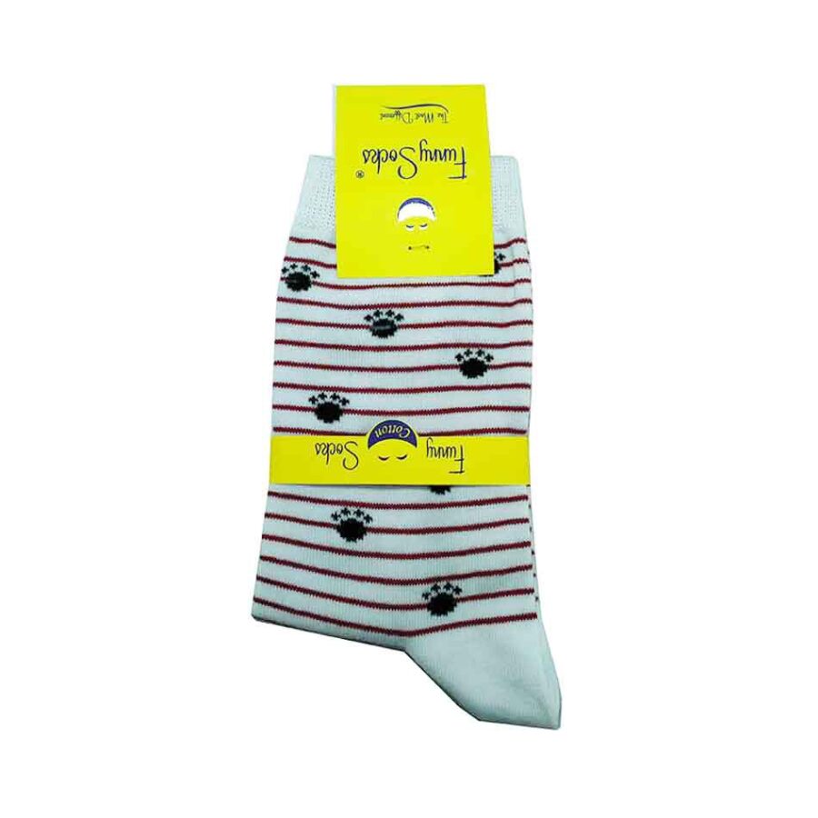 جوراب طرحدار دخترانه رنگ سفید برند فانی ساکس Funny socks