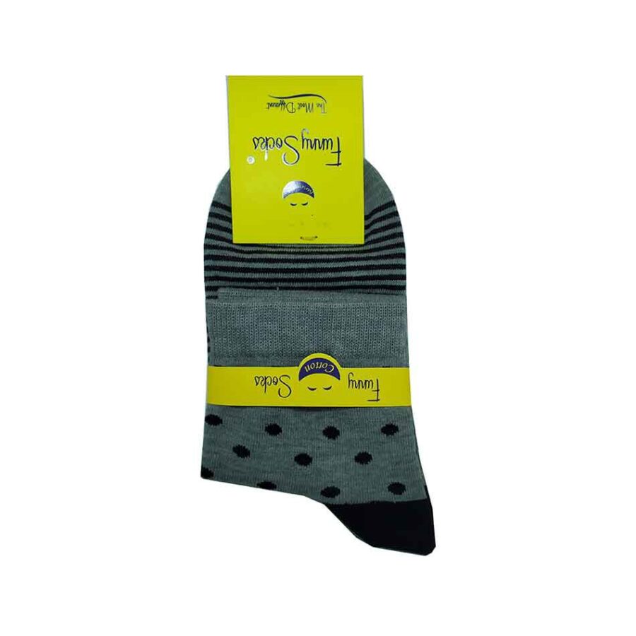 جوراب ساق کوتاه زنانه فانی ساکس خال خالی رنگ طوسی