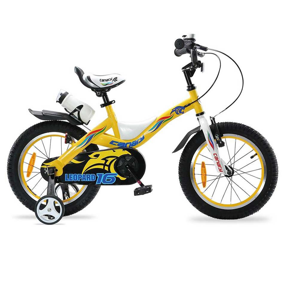 دوچرخه شهری قناری مدل Leopard سایز ۱۶ رنگ زرد دوچرخه شهری قناری مدل Leopard سایز ۱۶ رنگ زرد