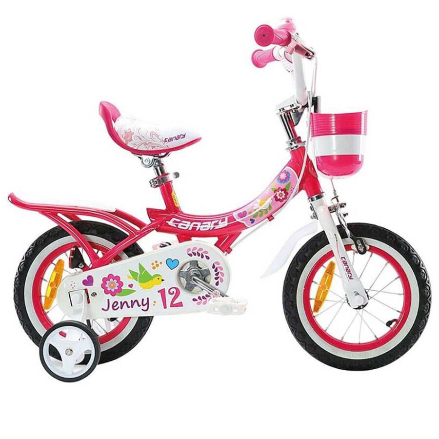دوچرخه شهری دخترانه قناری مدل Jenny سایز12 صورتی
