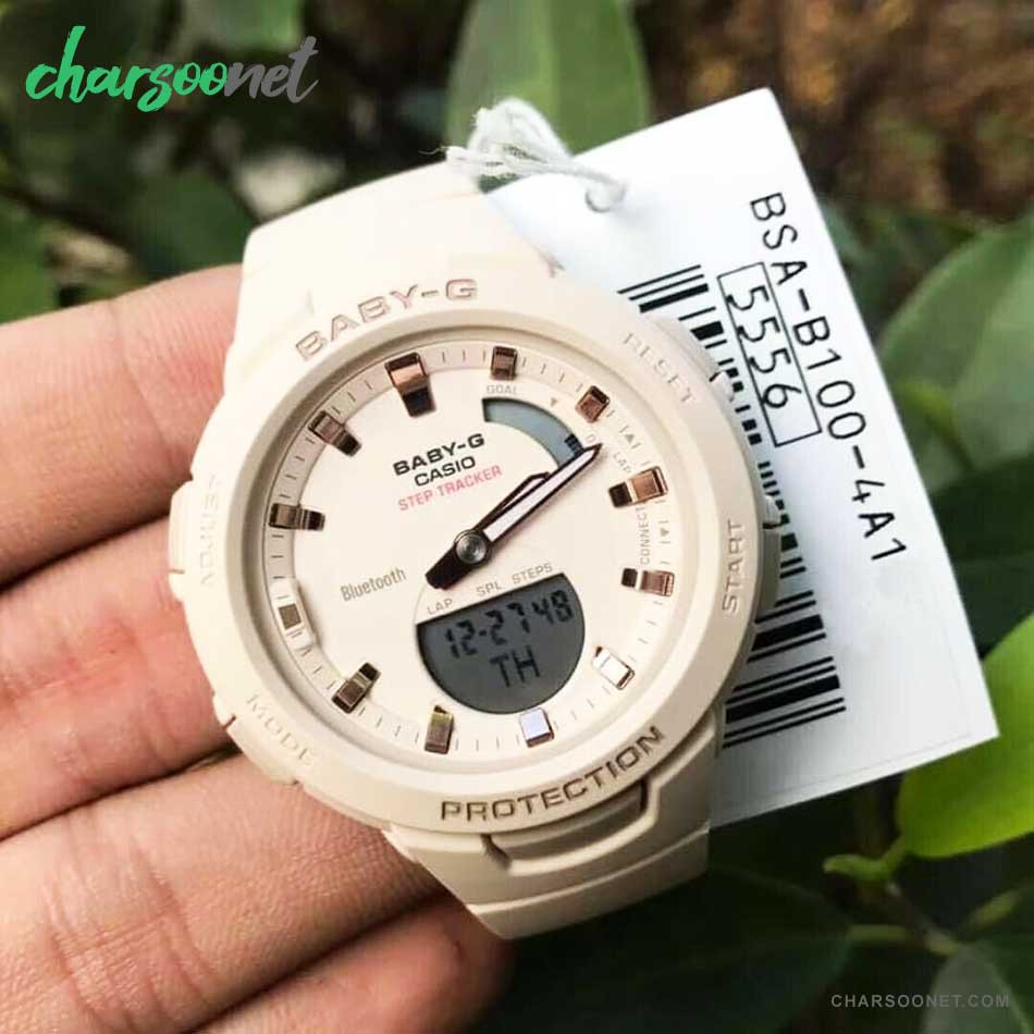 ساعت کاسیو بی بی جی زنانه Casio Baby-G Bluetooth BSA-B100-4A1DR ساعت کاسیو بی بی جی زنانه Casio Baby-G Bluetooth BSA-B100-4A1DR
