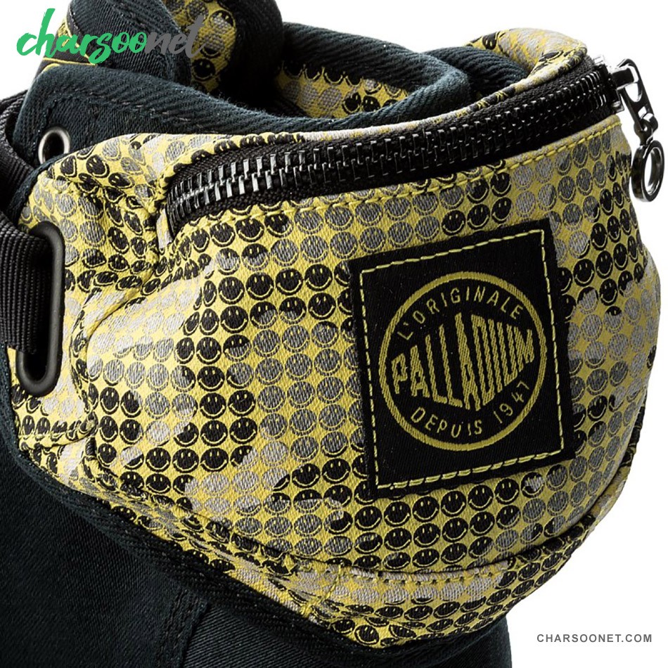 بوت پالادیوم طرح لبخند جیب دار Palladium x Smiley Fest Pack بوت کوهنوردی پالادیوم طرح لبخند جیب دار Palladium x Smiley Fest Pack